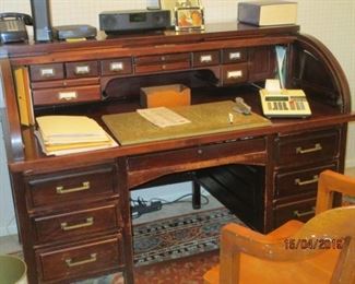 HAND MADE ROLL TOP DESK (2 PIECES) MADE IN1800S BY RELATIVE