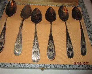 SEVERAL SETS OF SILVER AND SILVER PLATE SPOONS (FROM ITALY)