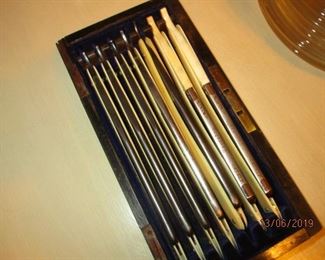 A SET OF 7 CELLULOID HANDLED STRAIZERS (STRAIGHT EDGE RAZORS) MADE BY GEORGE BUTLER TRINITY WORKS