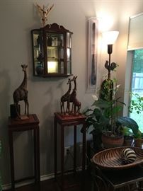 Glass display cabinet, Asian style plant stands