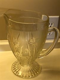 Depression glass Iris pattern pitcher