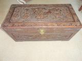 ANOTHER ORIENTAL CARVED TOP STORAGE CHEST... EXCELLENT SHAPE AND 75 YEARS OLD