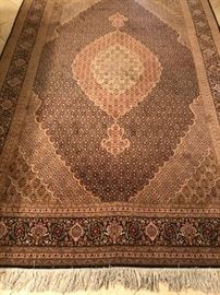 Persian Tabriz hand-knotted fish pattern wool/silk rug