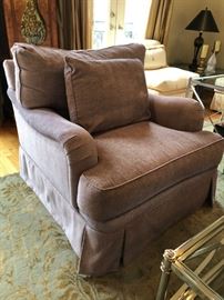 Pair of custom-upholstered designer club chairs