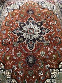 Persian Heriz hand-knotted wool/silk rug