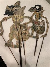 Indonesian hand-painted shadow puppets