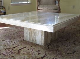 Modernist Italian travertine marble coffee table