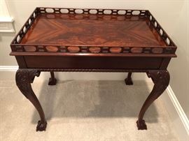 Couneill flame mahogany tea table with openwork gallery
