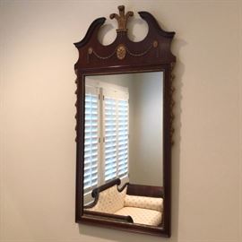 Chippendale style mahogany mirror with arched pediment
