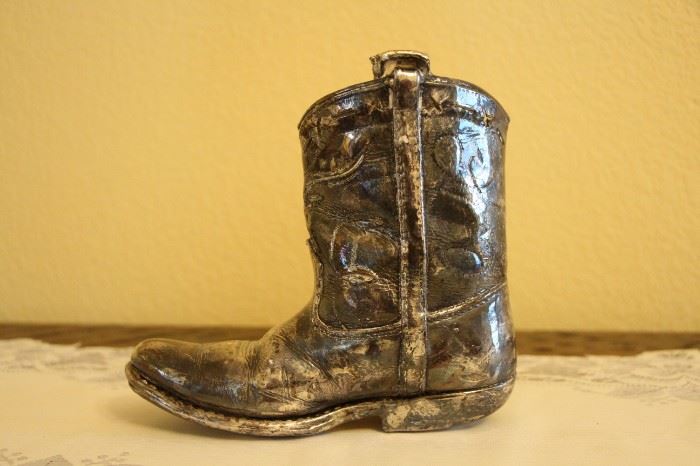 Silver-plated child's cowboy boot