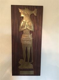  Medieval English monumental brass. This is a reproduction of an actual brass monumental from England. Used for brass rubbings 