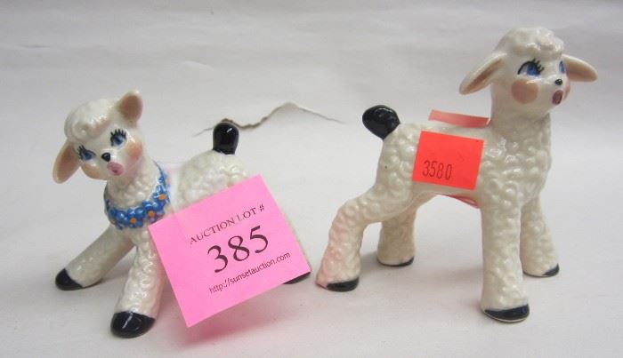 vintage porcelain lambs