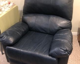 Navy blue leather recliner 
