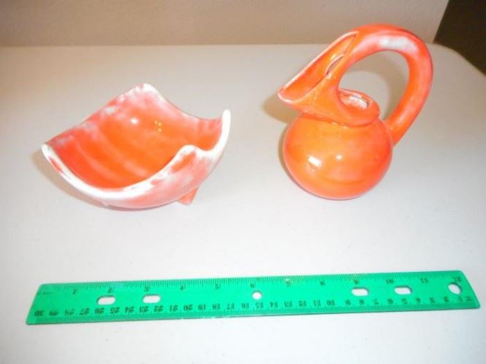 2 pc. Small orange bowl & pitcher https://ctbids.com/#!/description/share/139192