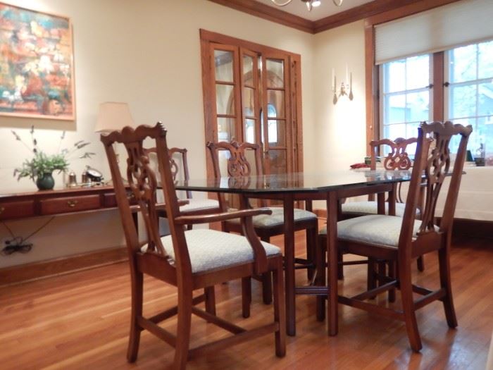 GLASS TOP DINING TABLE AND CHAIRS