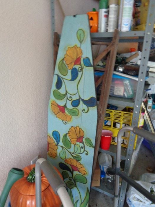 love this hand painted vintage wooden ironing board