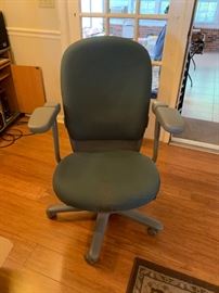 #12 green desk chair with arms $40.00