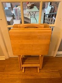 #13 wood tv tray set set of 4 $25.00