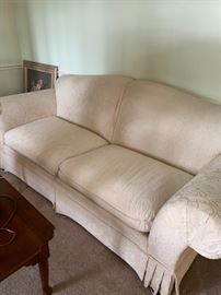 #19 cream camel back sofa AS IS 93 $25.00