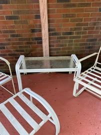 #33 white glass top coffee table $20.00