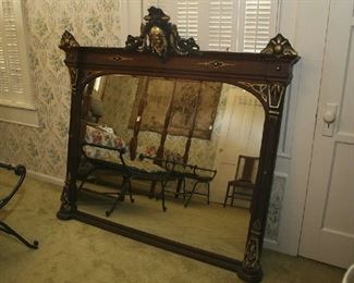 FROM LOCAL PLANTATION  - Gorgeous Lg. Walnut Victorian Renaissance Revival Mantle Mirror, Ca. 1870
