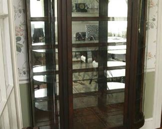 MAHOGANY CHINA CABINET WITH CARVED LEGS, BEAUTIFUL CONDITION