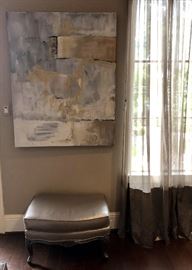 Painting and ottoman in the picture are for sale