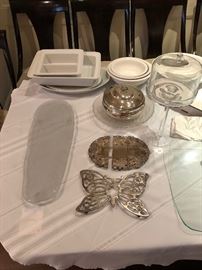Serving pieces and dining decor