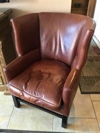 Real leather wing back chair