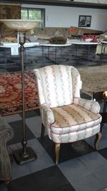 Floor lamp and wing back chair 