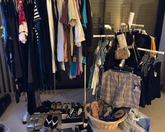 Assorted clothes, shoes, accessories