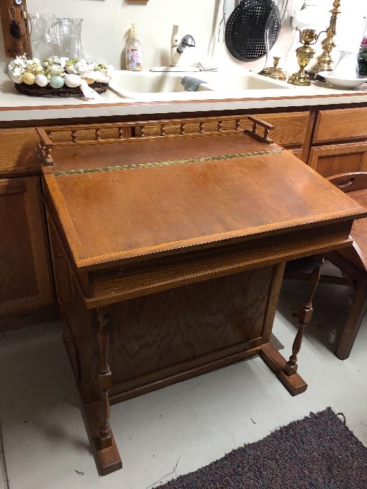 Antique desk with side drawers