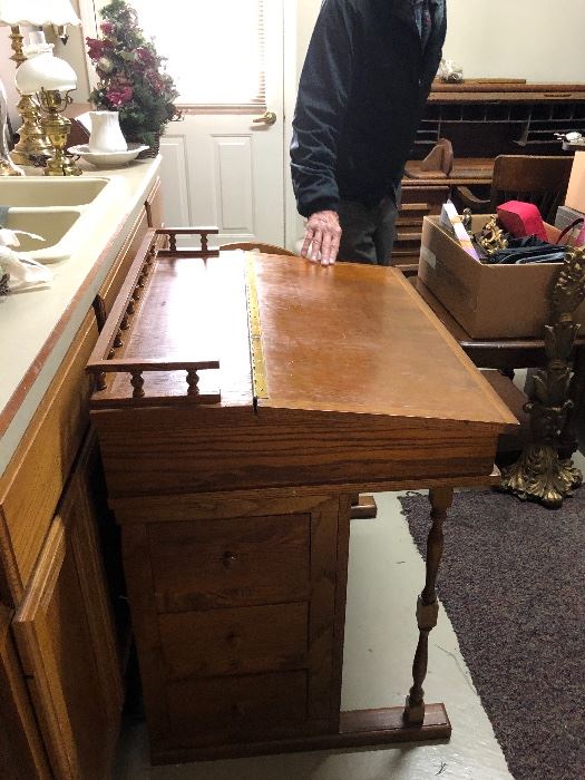 Antique desk with side drawers
