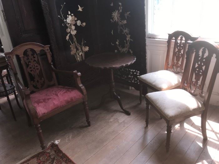 Matching pair of side chairs and arm chair