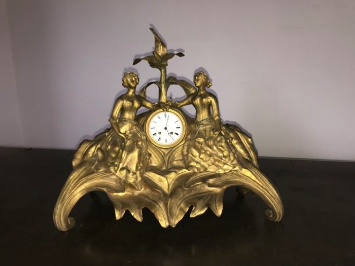 Circa 1890 Gilt clock, likely French