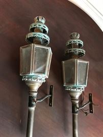 19c  French brass carriage lamps