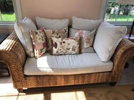 004 High End Rattan Loveseat and Pillows