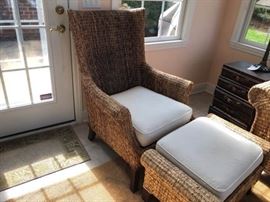 005 Oversized High End Rattan Chair and Ottoman