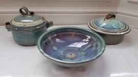 Blue Pottery Serving Pieces