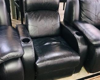 BLACK LEATHER THEATER CHAIRS