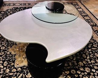 POSTMODERN / CONTEMPORARY ARTICULATING 3 TIER COFFEE TABLE BY ROUGIER