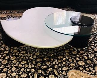 POSTMODERN / CONTEMPORARY ARTICULATING 3 TIER COFFEE TABLE BY ROUGIER