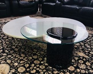 POSTMODERN / CONTEMPORARY ARTICULATING 3 TIER COFFEE TABLE BY ROUGIER