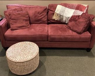 Nice set - burgundy/red microsuede in really good condition - both sofa and love seat.