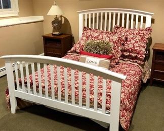 White Queen Bed with Restoration Hardware Linens