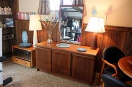 Teak Buffet with MCM Style Lamps