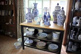 Ikea Kitchen Island - LOTS of Blue & White Ceramics