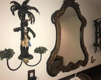 Mirror and Candlestick Holders.