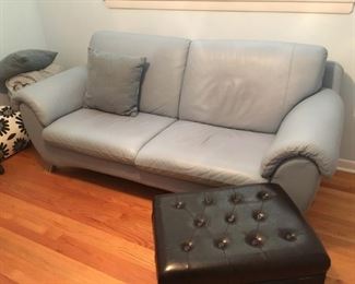 light blue leather sofa