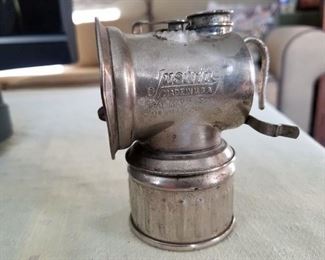 antique Justrite Miner's Carbide Lantern (still sparks)